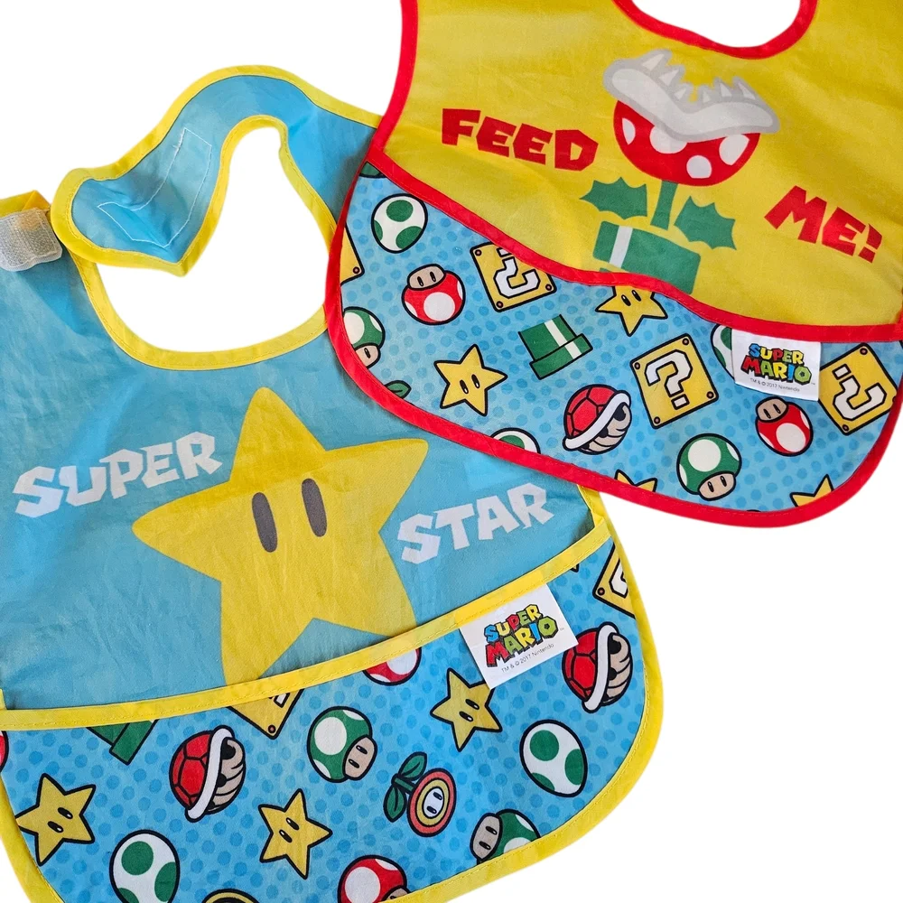 Bumkins Superbib Lot Mario Brothers Dr Suess NYC Waterproof‎ Baby Boy Bibs